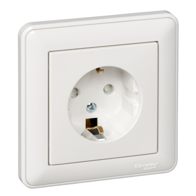 RS16-152-18 Розетка скрытая с заземлением 250В 16А со шторками белая IP20