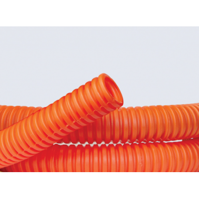 71516 Труба гофрированная тяжелая ПНД 16мм с протяжкой оранжевая (100м)