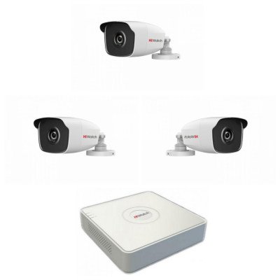 Комплект из 3 уличных видеокамер 2 Mpix и видеорегистратора Hiwatch